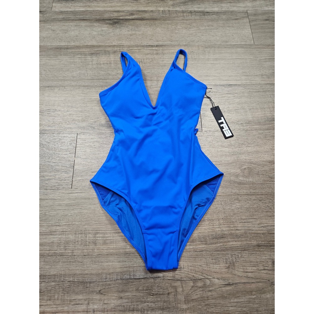 NWT TA3 Plungey 4.0 One Piece Swimsuit XS Short Sapphire Blue Sculpting Lace Up